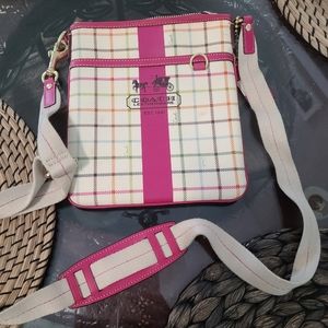 Coach Signature Pink and White Crossbody Bag